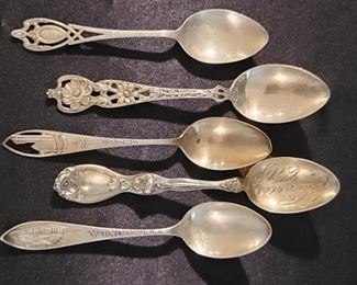 (5) Collectable Sterling Silver Spoons