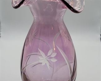 Petite Floral 8.75in Amethyst Vase, Romania