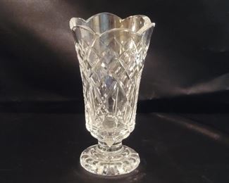 Footed Cut Crystal Vase Stands 7.5in Tall