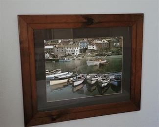 Framed Metallic Print, Fishing Boats in Harbor