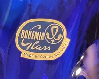Bohemian Art Glass Cobalt Vase, Czech Republic