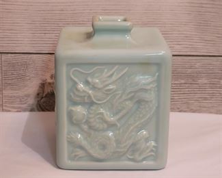 Vintage Toyo Japanese Square Dragon Vase-Porcelain