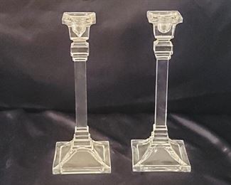 Pair of Tall Crystal Candlesticks