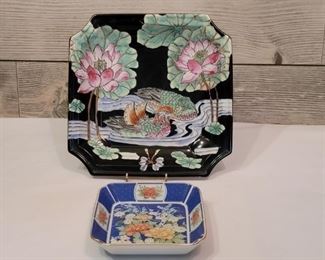 (2) Asian Hand Painted Trinket Dishes