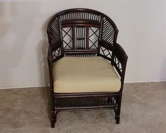 Mid Century Rattan Arm Chair with Cushion 2 of 2