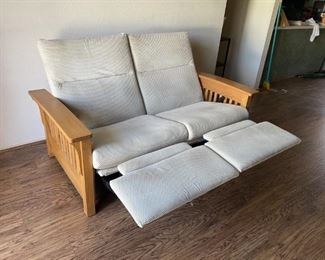 Double Recliner/Love Seat, Cushions on Wood Frame