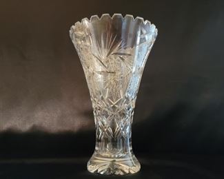 Cut Crystal Vase with Sawtooth Rim
