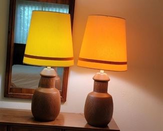  Pair Mid Century Terra Cotta Lamps