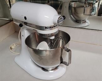 Kitchen Aid White Stand Mixer with Attachments