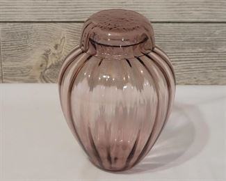 Ribbed Plum Glass Jar