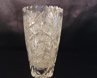 Cut Crystal Vase with Sawtooth Edge
