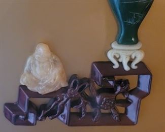 Vintage Asian 3D Imitation Jade Flower Shadow Box