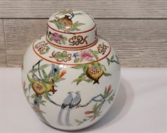 Oriental Ginger Jar with Bird & Flower Motif