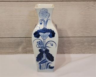 Vintage Blue & White Floral Vase, Thailand