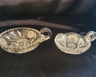 (2) Vintage Cut Crystal Nappy Dishes