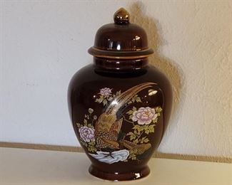 Vintage Ginger Jar with Pheasant & Flower, Japan