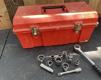 Tool Box with Socket Wrench and Sockets