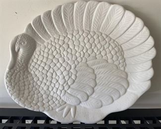 White Ceramic Turkey Platter for Thanksgiving