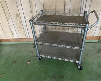 3 Tier Wire Metal Utility Cart on Casters