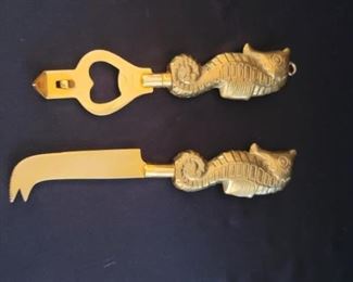 Heavy Brass Bottle Opener & Cheese Knife Barware