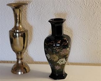 (2) Brass Trumpet Vase-India & Bouquet Vase-Japan