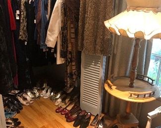 Lots of women’s apparel and shoes 
Belts Furs and more 