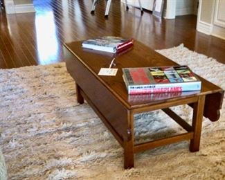 Ethan Allen Drop-Leaf Coffee Table & the Cream Area Rug