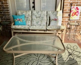 Sofa Glider and Matching Coffee Table, & 5 X 7 Outdoor Area Rug