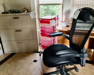 Very Nice Office Chair, Metal 3-Drawer Hanging File Cabinet, etc