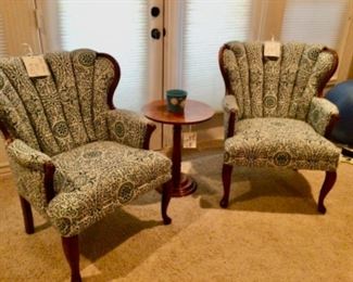 2 Teal & White Chairs