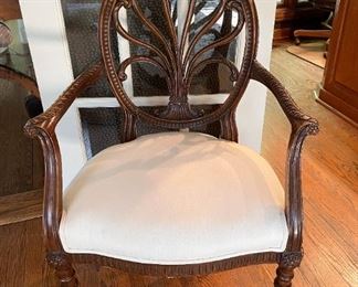 Carved Wood Open Armchair