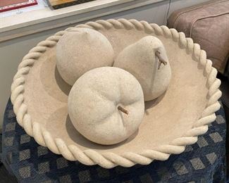 Home Decor - Extra Large Pottery Centerpiece Bowl with Matching Fruit