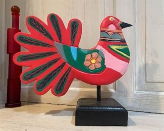 Colorful Painted Bird Statue