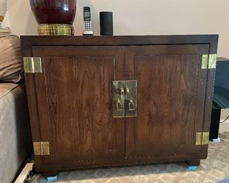 Asian Style 2-Door Cabinet with Brass Hardware