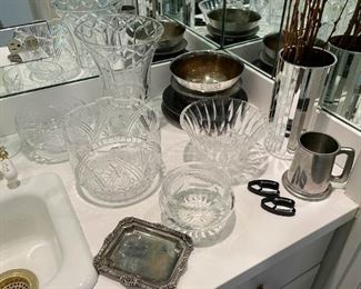 Crystal, Glassware, Silverplate, Serving Pieces, Etc. 