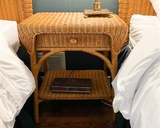 Wicker Nightstand / Table with Drawer by Hickory Chair