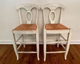 Pair of Bar / Counter Stools with Rush Seats
