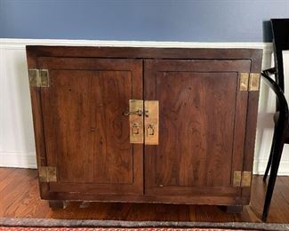Asian Style 2-Door Cabinet with Brass Hardware