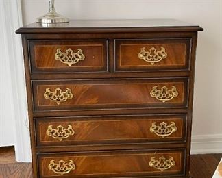 Small Chest of Drawers with Inlaid Top & Brass Hardware 
