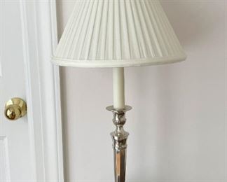 Silver-Tone Candlestick Style Table Lamp