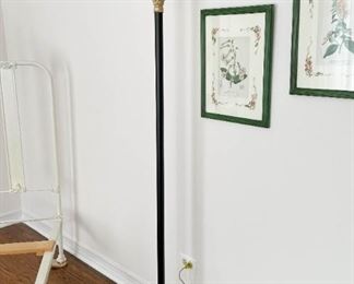 Floor Lamp / Torchiere with Glass Shade & Brass Details