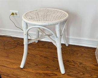 White Wicker Stool