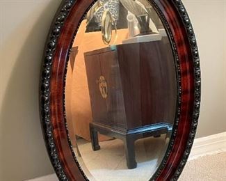 Oval Wood Framed Wall Mirror