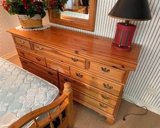 Pine Chest of Drawers / Dresser with Matching Wall Mirror