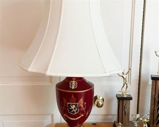 Painted Table Lamp (Lions & Crest)