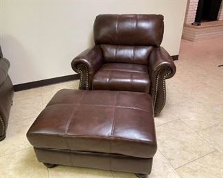 Armchair with Nailhead Trim & Ottoman