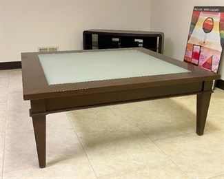Large Square Coffee / Cocktail Table with Frosted Glass Insert