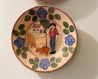Hand-Painted Clay Plate