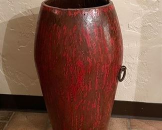 Red Lacquer Floor Vase / Urn