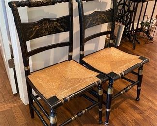 Pair hitchcock style chairs
